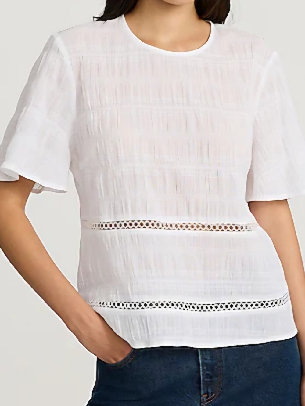Express Cotton Crinkle Short Sleeve Top